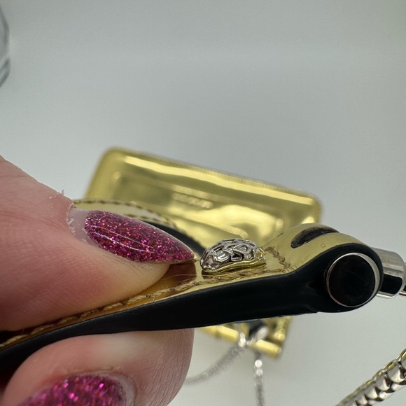 BVLGARI Serpenti Metallic Gold Leather Crossbody Bag | Silver Chain - Picture 11 of 17